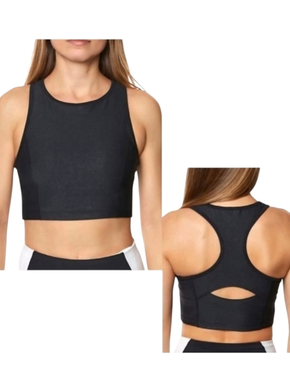 NWT Betsey Johnson Black Glitter Sparkle It Up Racerback Active Bra Crop‎ Top- S